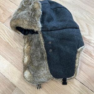 Faux fur Ushanka felt trapper bomber aviator Russian hat winter cabincore